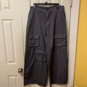 Wide leg grey cargo pants